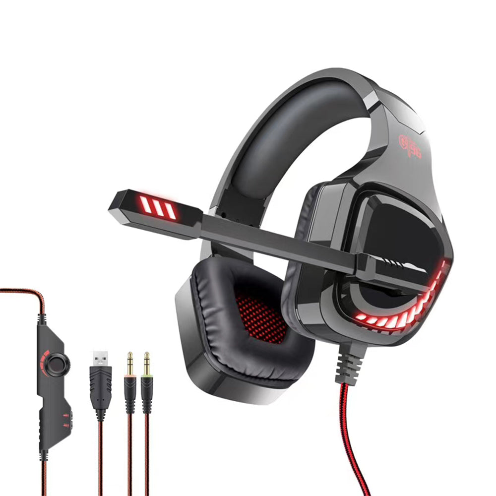 OVLENG GT96 LED Light Wired Gaming Headset USB+2x3.5mm E-sports Headphone Over-Ear 3D Stereo Headset with Noise-Canceling Mic OVLENG GT96 LED Light Wired Gaming Headset USB+2x3.5mm E-sports Headphone Over-Ear 3D Stereo Headset with Noise-Canceling Mic